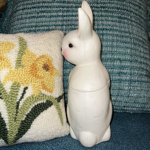 Vintage Peoria Plastic 11" Easter Bunny Rabbit Blow Mold Candy Container - Picture 4 of 13